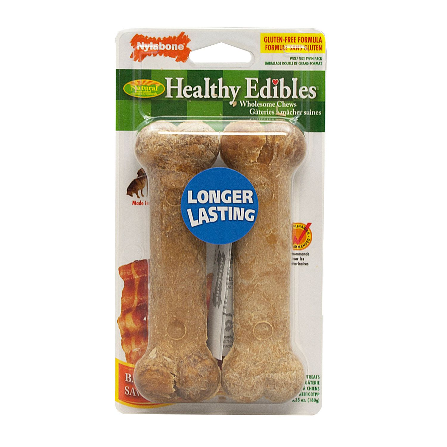 Nylabone Healthy Edibles Bacon Flavor Wolf Dog Treat