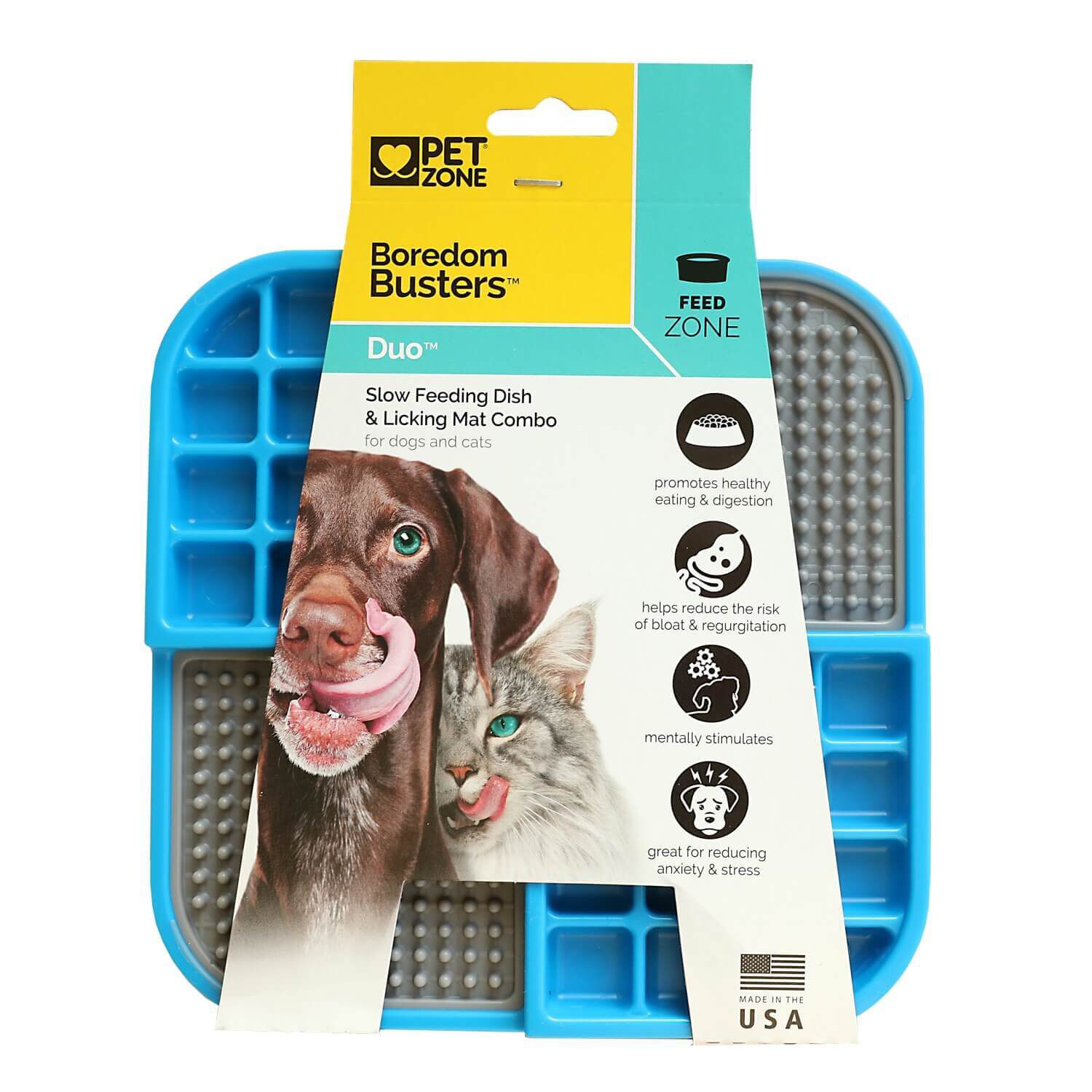 Pet Zone Boredom Busterz Blue Duo Feeding Mat