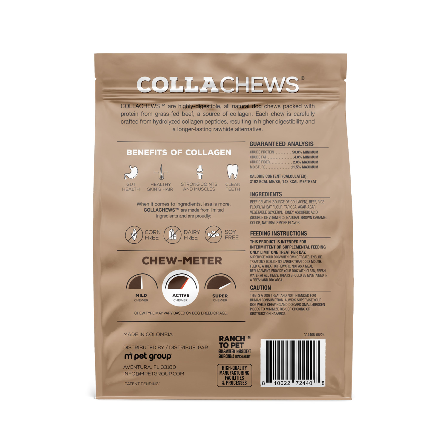Collachews Collachips Rawhide Alternative Dog Treats, Sweet Honey Bbq Flavor