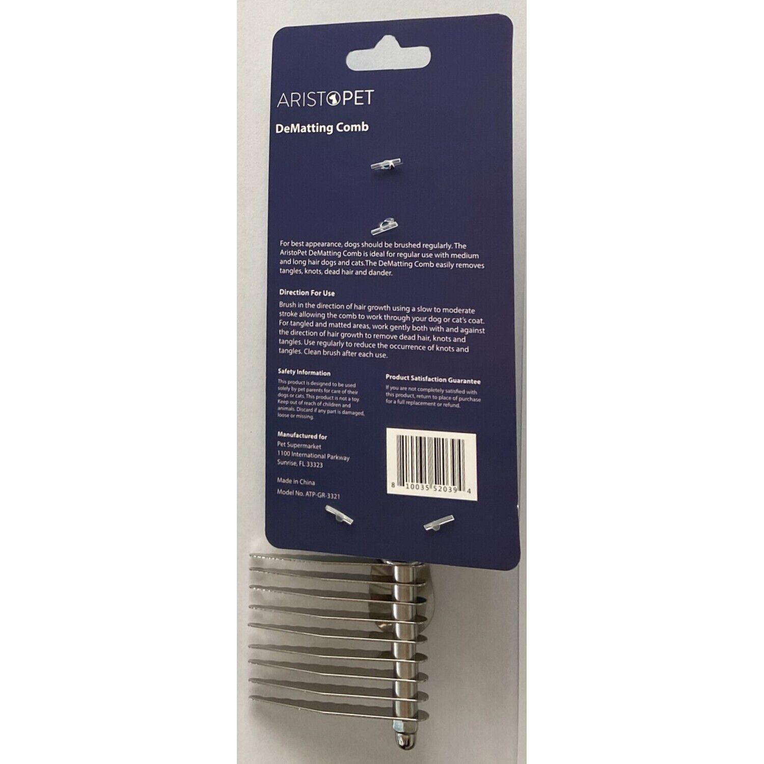 Aristopet Dematting Comb Dog Grooming Tool