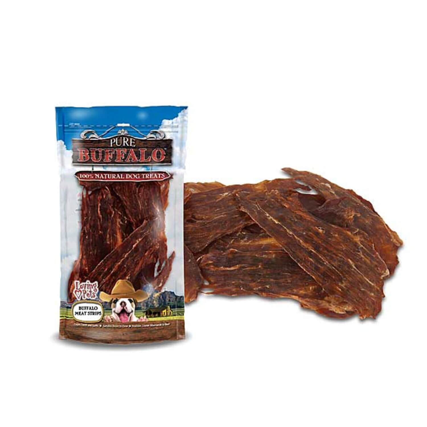 Loving Pets Pure Buffalo Jerky Meat Strips 100% Natural Dog Treats