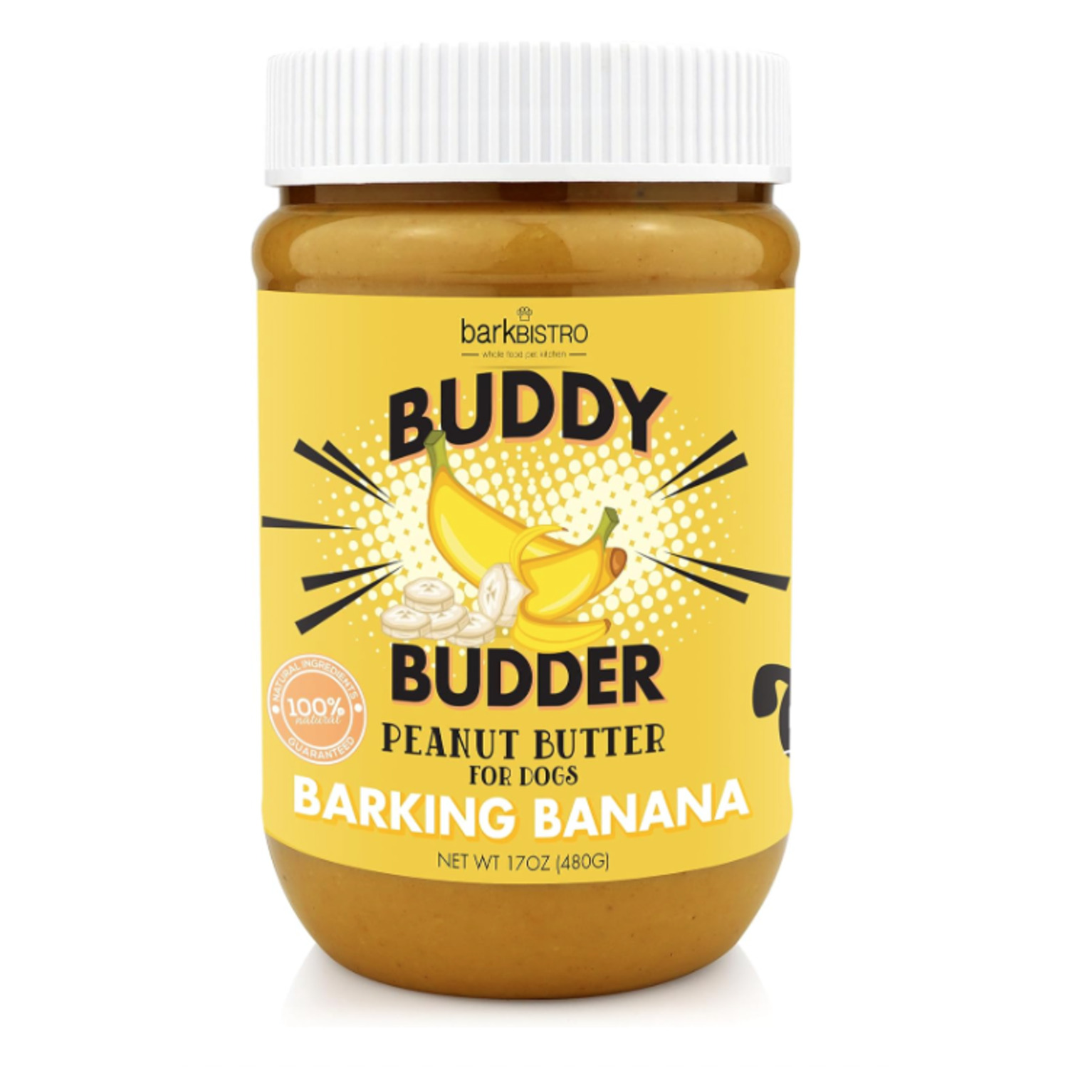 Bark Bistro Buddy Budder Healthy Peanut Butter Dog Treat, Barkin' Banana, 17Oz