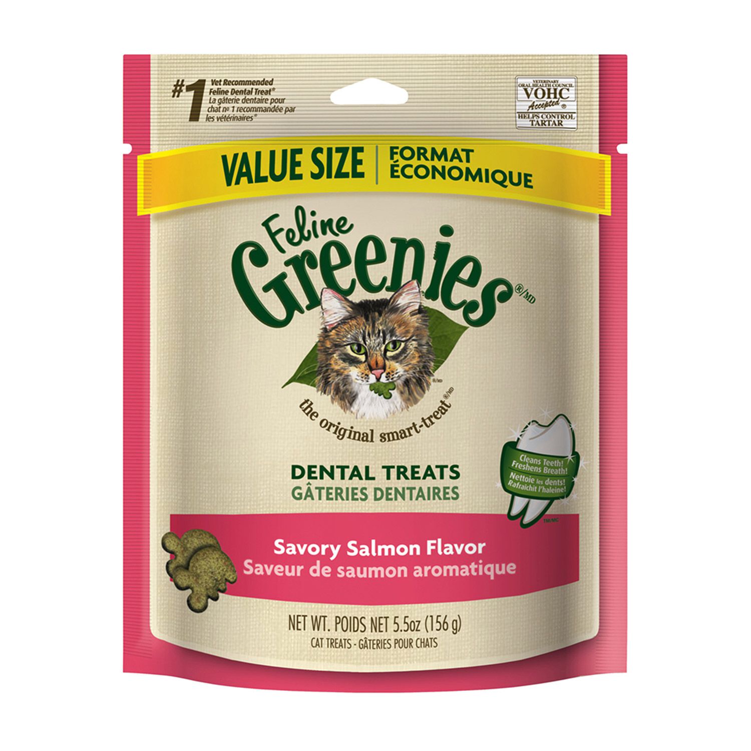 Greenies Feline Adult Cat Dental Treats, Savory Salmon, 9.75-Oz
