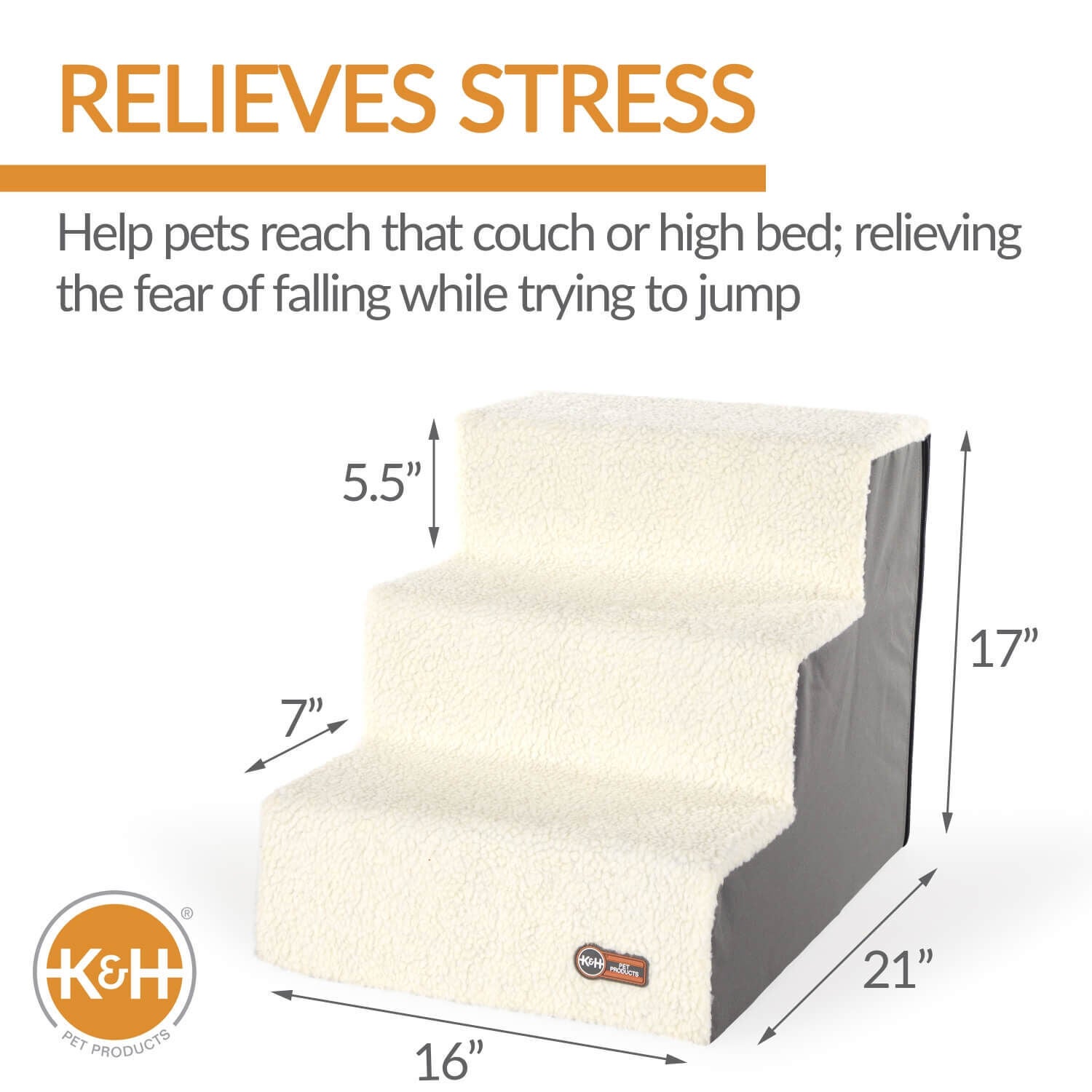 K&H Pet Products Pet Stair Steps Gray/Fleece - 3 Stair