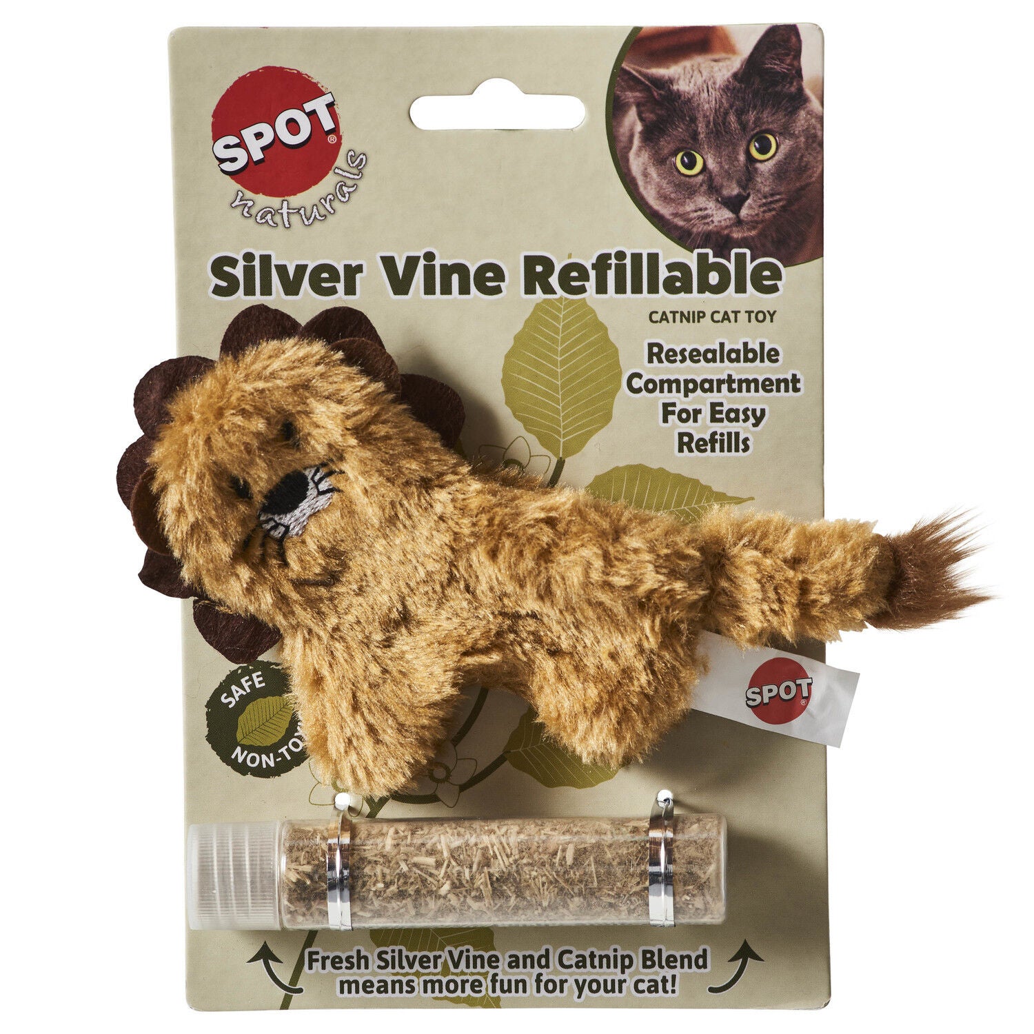 Spot Silvervine Refillable Catnip Plush Cat Toy, Assorted