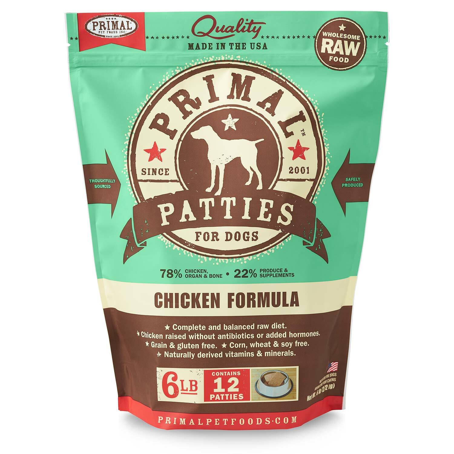 Primal Frozen Canine Chicken Formula Patties Dog Food