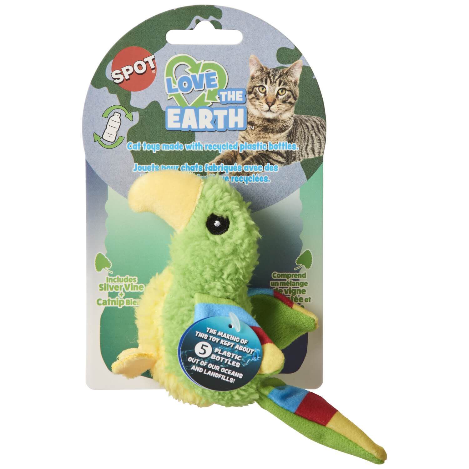 Spot Love The Earth Parrot Catnip Cat Toy - Assorted Colors