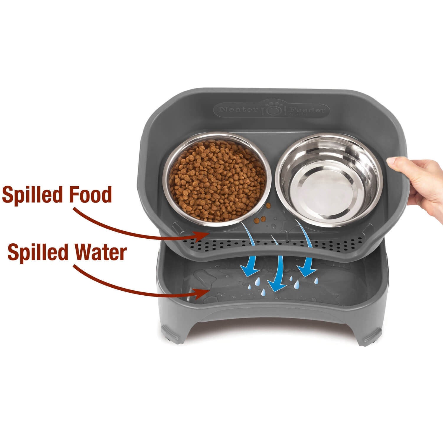 Neater Pets Neater Feeder Express Elevated Mess-Proof Bowls For Small Dogs, Gunmetal