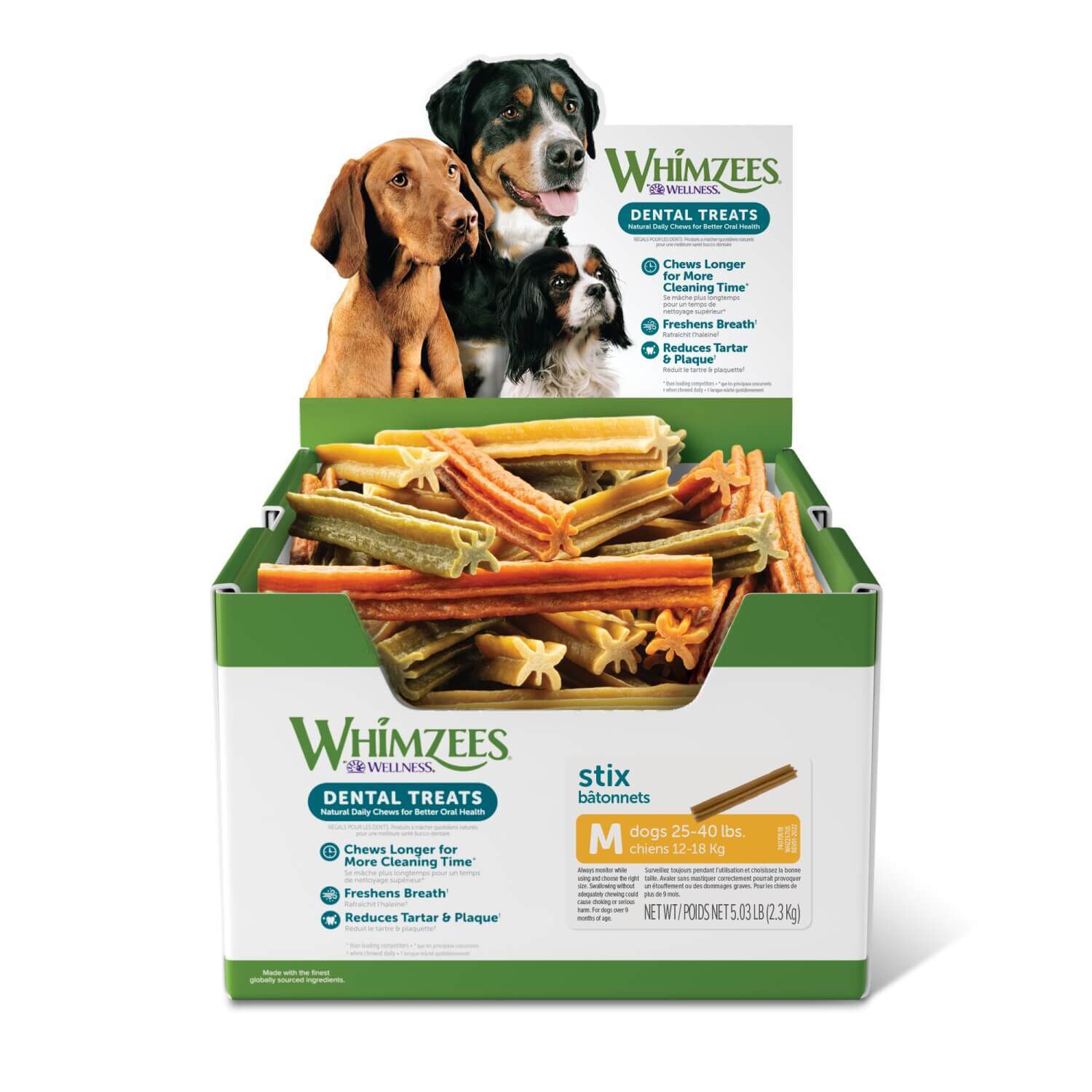 Whimzees Stix Natural Grain Free Dental Dog Treats, Medium, 1 Count