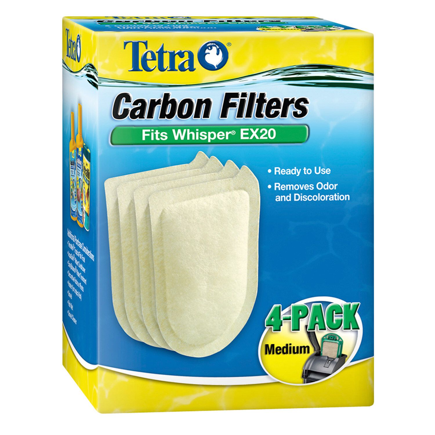 Tetra Whisper Carbon Replacement Filter Cartridges For Ex20 4Pk