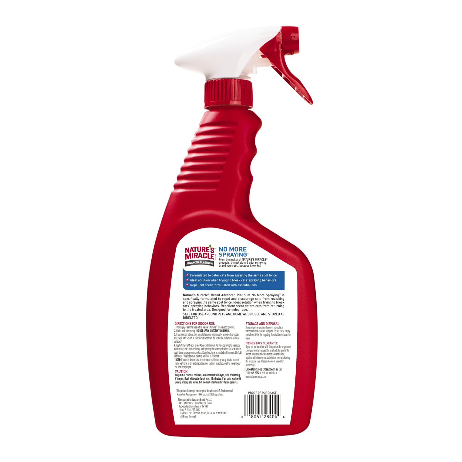 Nature's Miracle Advanced Platinum No More Spraying Indoor Cat Repellent Training Spray, 24Oz