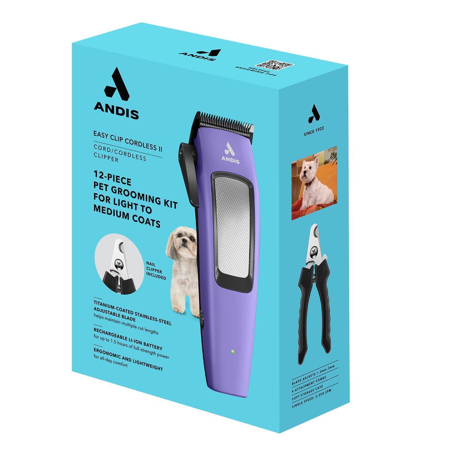 Andis Easy Clip Cordless Ii Dog Clippers - Purple