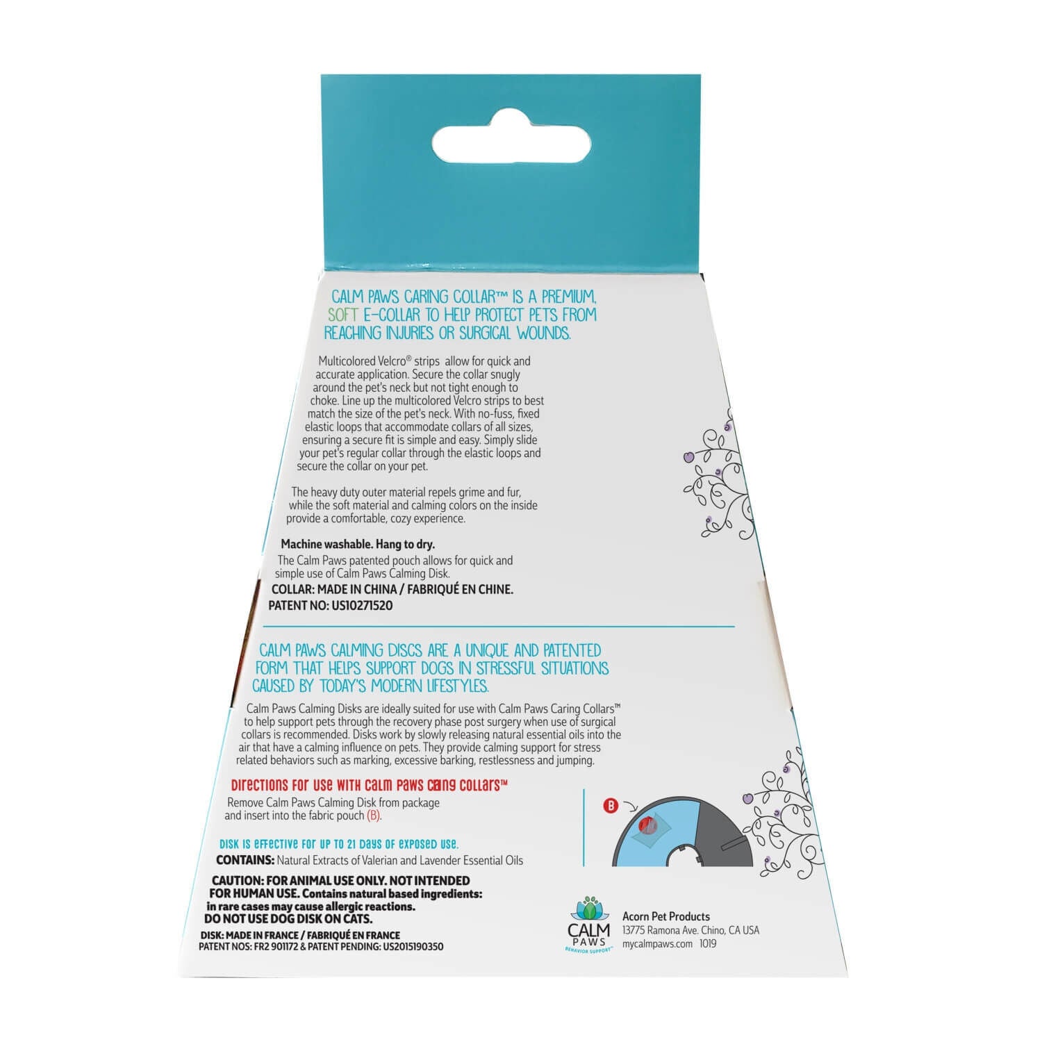 Calm Paws Dog Caring Collar With Calming Disk For Small Dogs