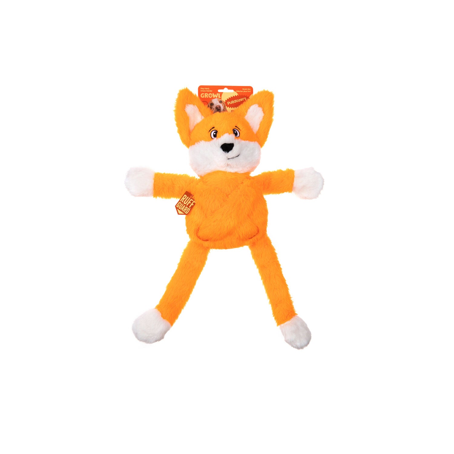 Growl Pulldozers Freddie The Fox Interactive Durable Dog Toy, 21.3"
