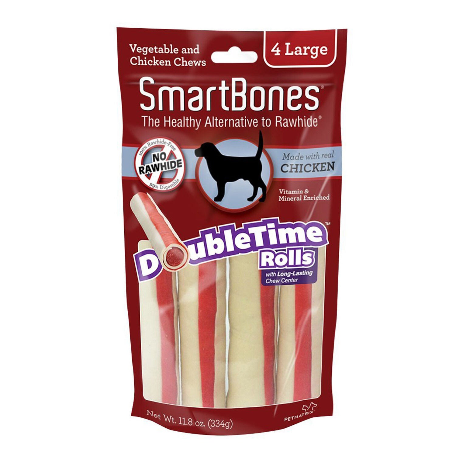 Smartbones Double Time Large Chicken Rolls Rawhide Alternative Dog Treats, 1 Each