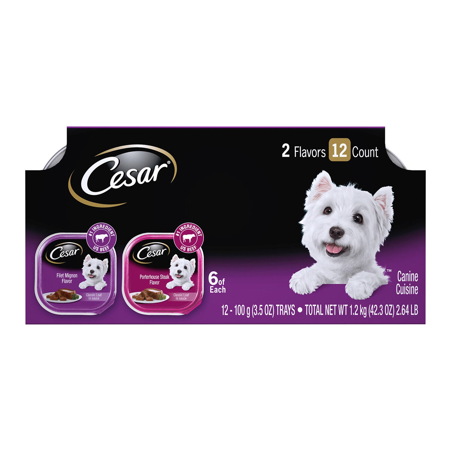 Cesar Filet Mignon & Porterhouse Steak Flavors Variety Pack Wet Dog Food