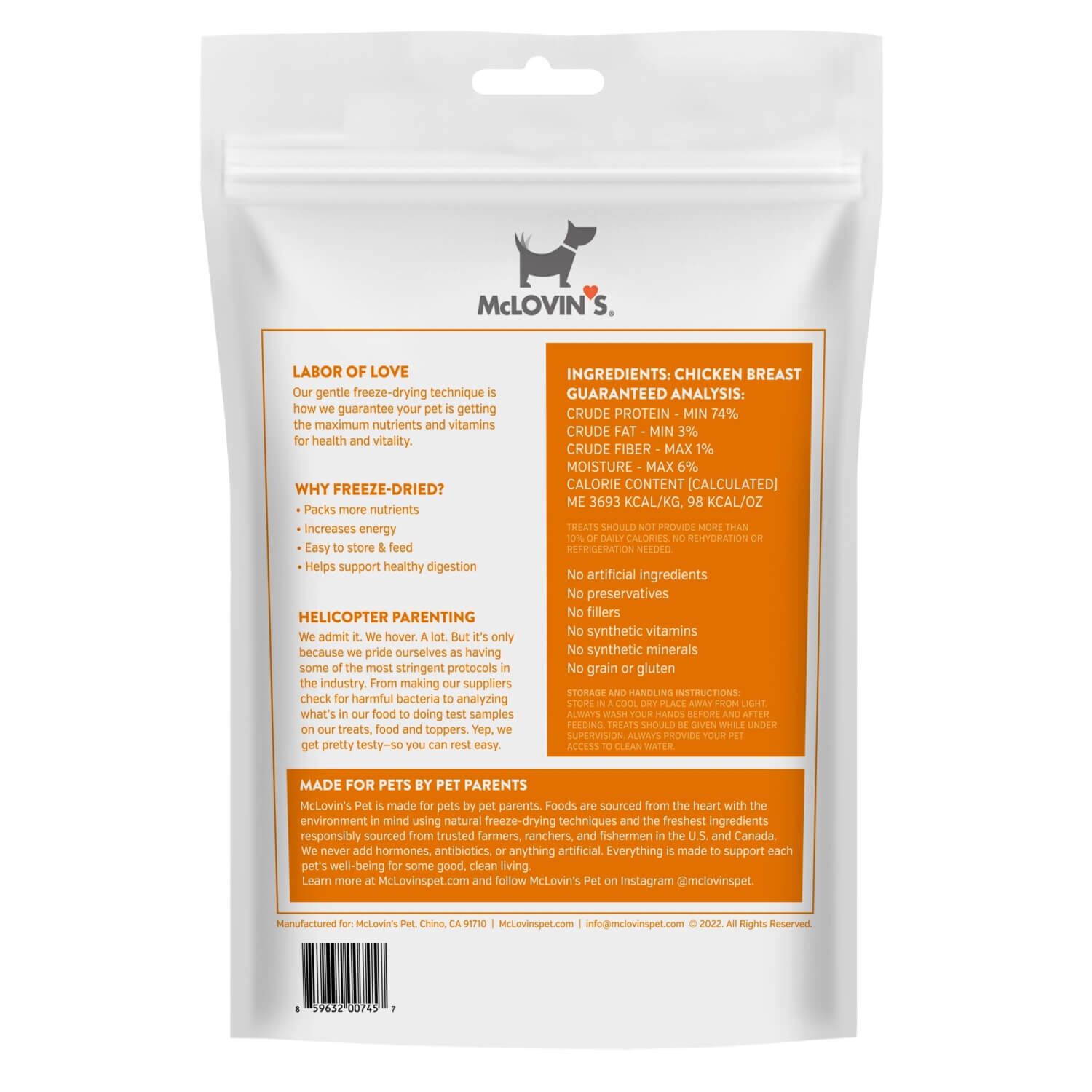 Mclovin's Single Ingredient Freeze-Dried Chicken Dog Treats, 3-Oz Bag