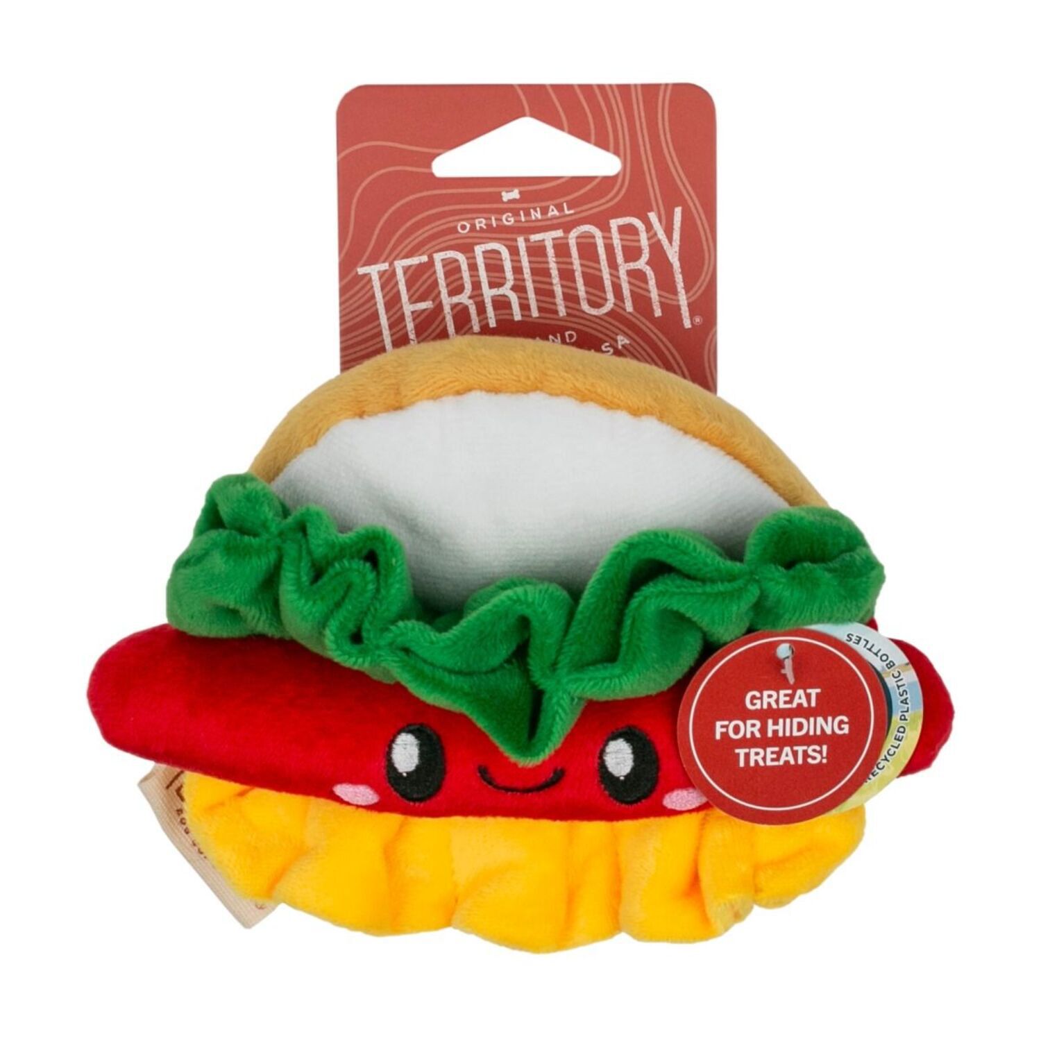Territory Hot Dog Plush Hide-And-Treat Dog Toy, 6"