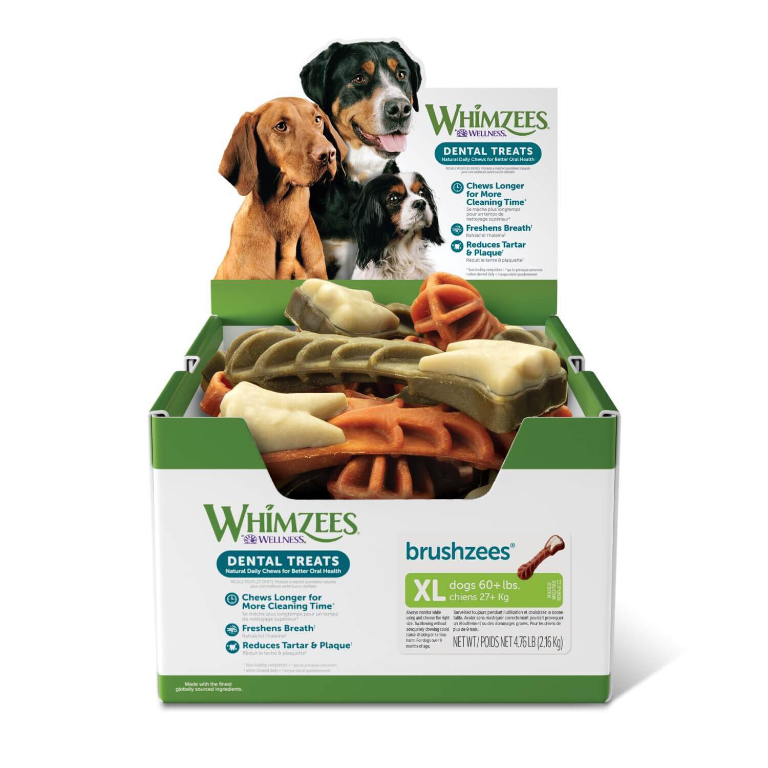 Whimzees Brushzees Natural Grain Free Dental Dog Treats, Extra Large, 1 Count