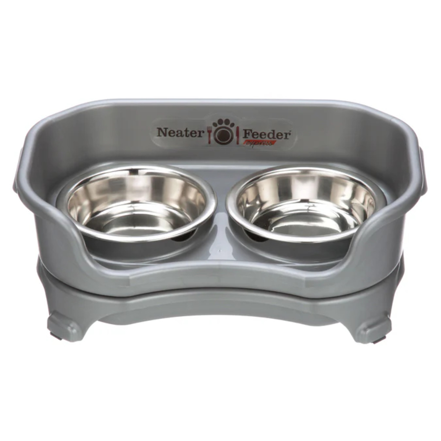 Neater Pets Neater Feeder Express Elevated Cat Feeder With Stainless Steel Bowls, Grey