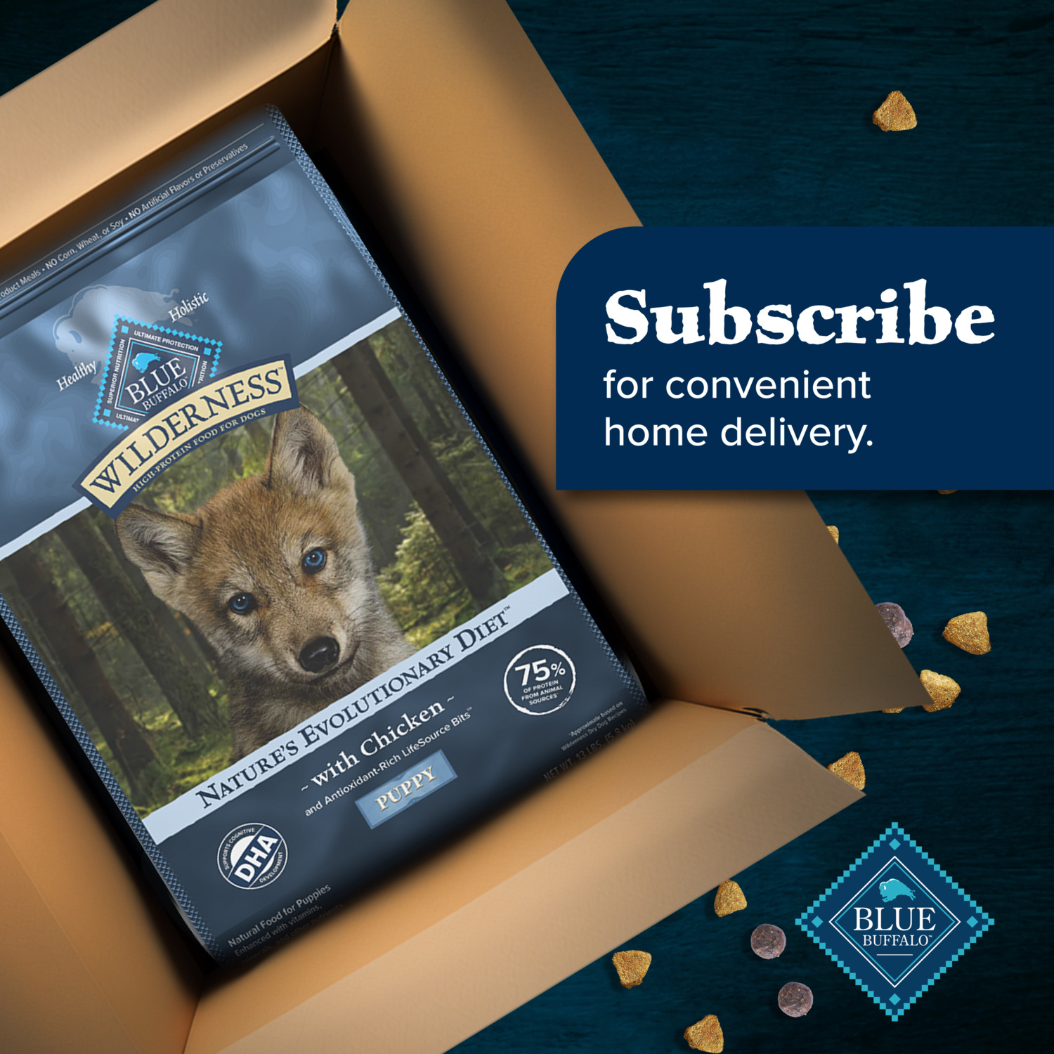 Blue Buffalo Wilderness Chicken Recipe High-Protein Puppy Dry Dog Food