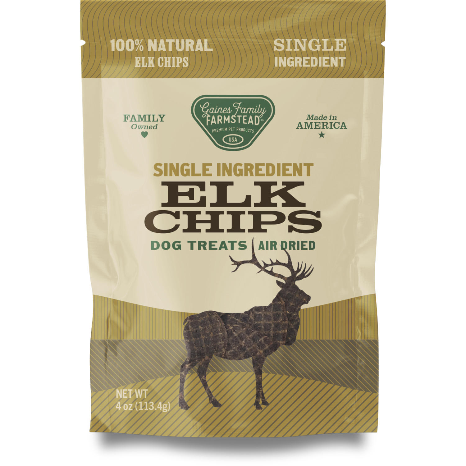 Gaines Family Farmstead Elk Chips Air-Dried Dog Treats, 4Oz