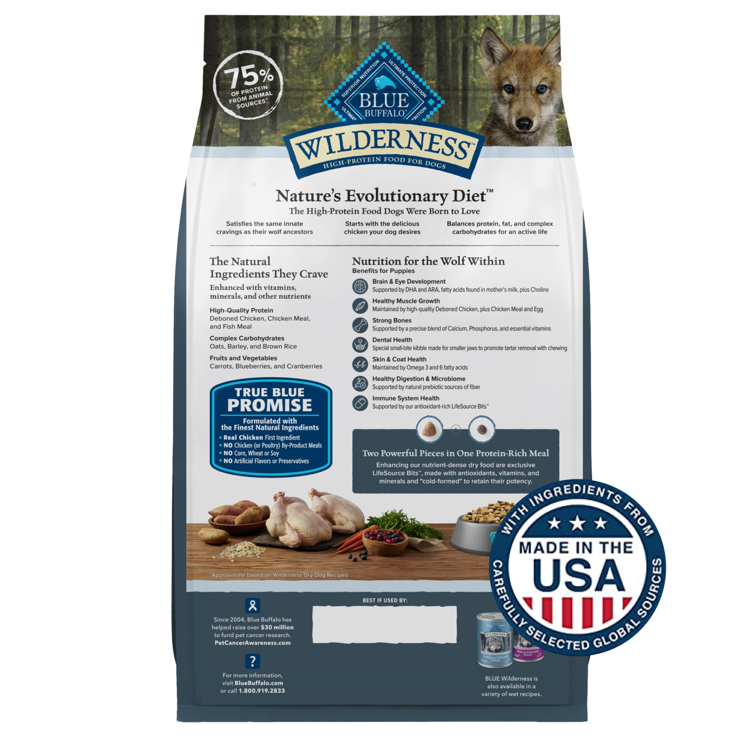 Blue Buffalo Wilderness Chicken Recipe High-Protein Puppy Dry Dog Food