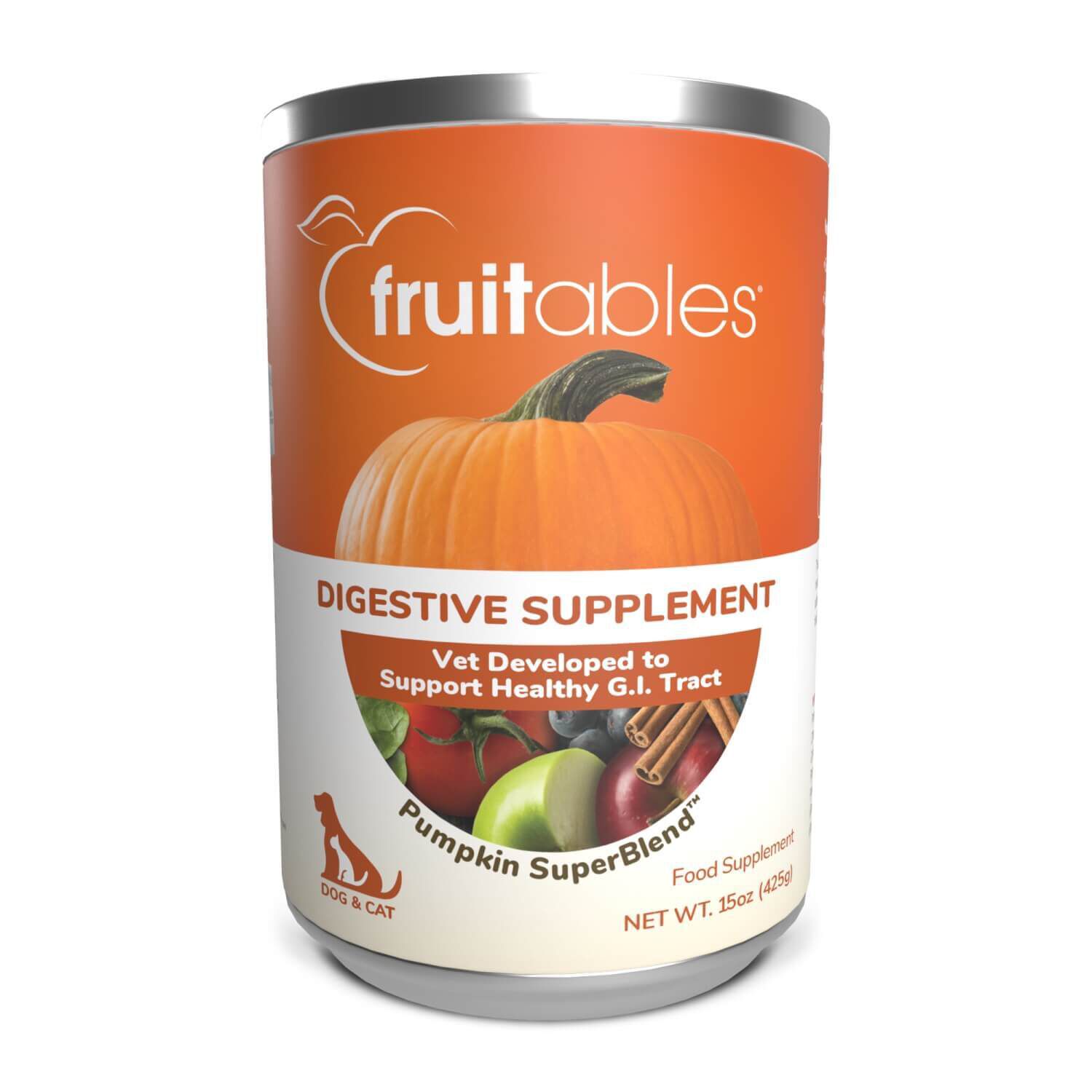 Fruitables Superblend Digestive Supplement With Pumpkin Food Topper For Dogs & Cats