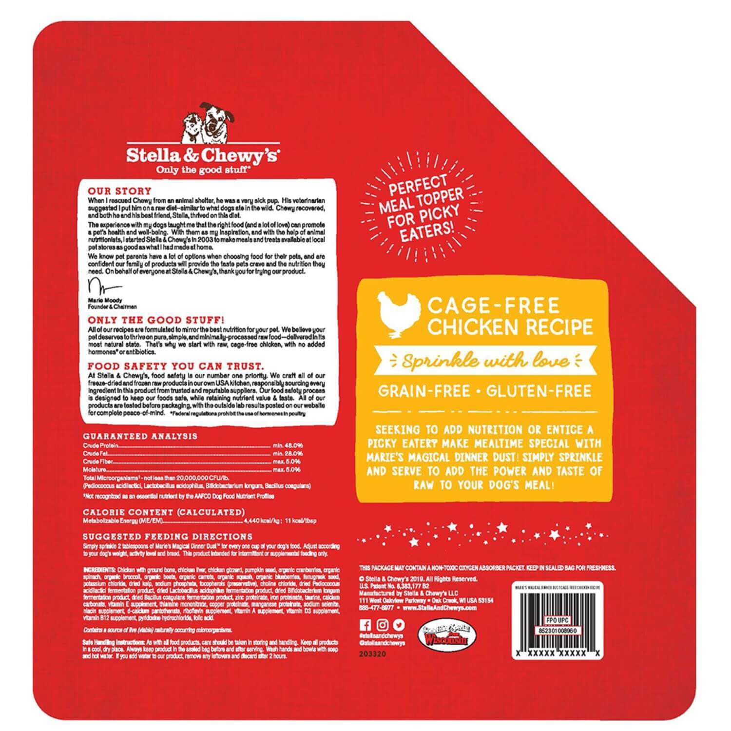 Stella & Chewy's Marie&rsquo;S Magical Dinner Dust Freeze-Dried Dog Food Topper, Cage-Free Chicken Recipe, 7-Oz