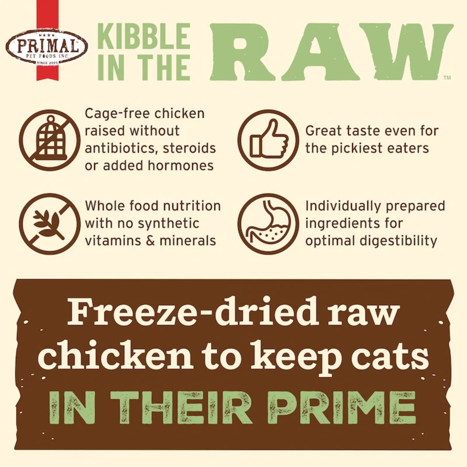 Primal Kibble In The Raw Chicken Recipe Freeze-Dried Raw Cat Food, 4Lb