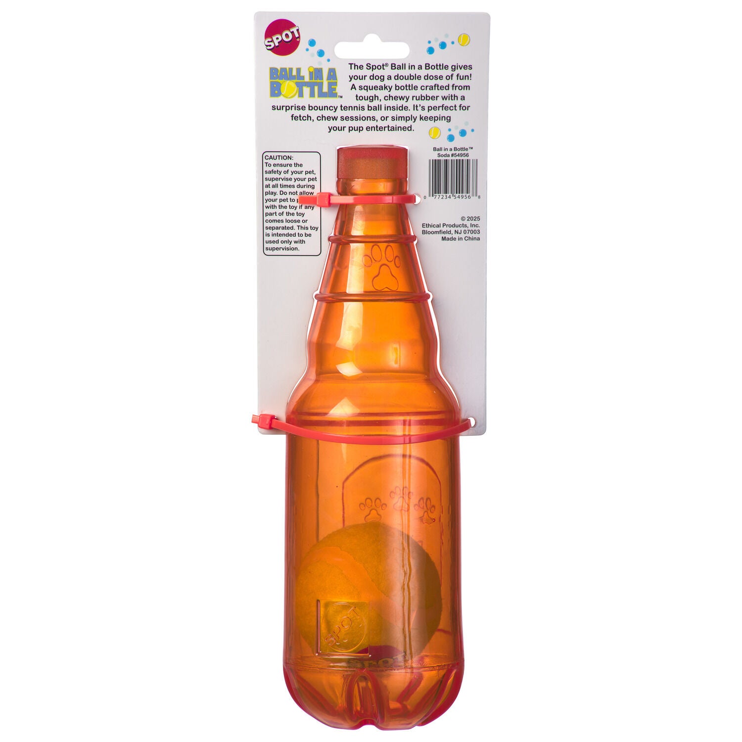Spot Ball In A Soda Bottle Tough Squeaky Dog Toy, Assorted Colors