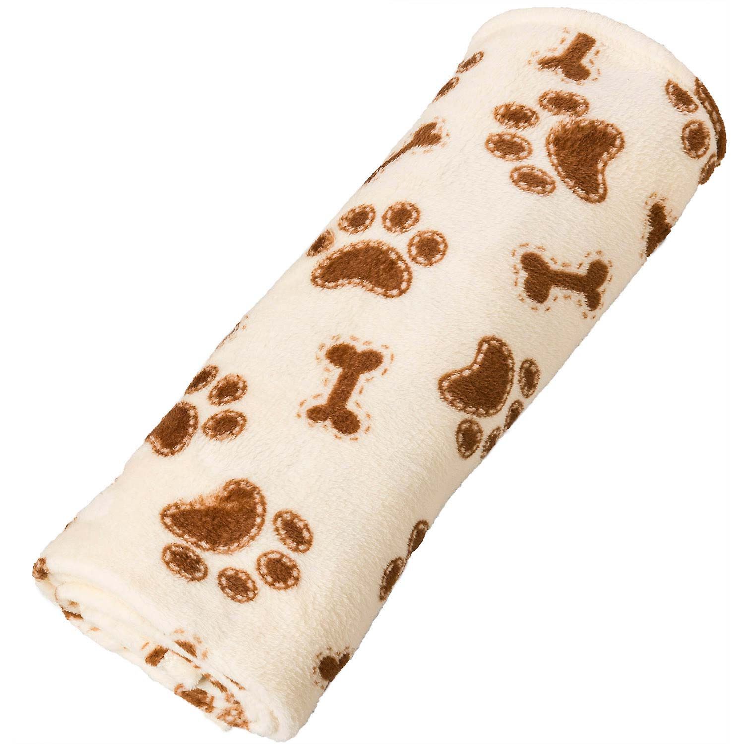 Spot Snuggler Bones & Paws Cat & Dog Blanket, Cream, 4﻿0 X 60