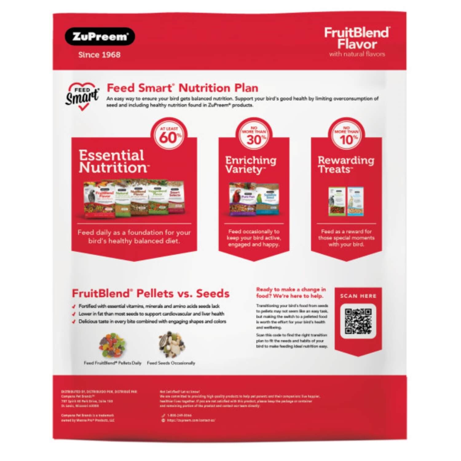 Zupreem Fruitblend Flavor With Natural Flavors Bird Food For Medium Birds, 2-Lb