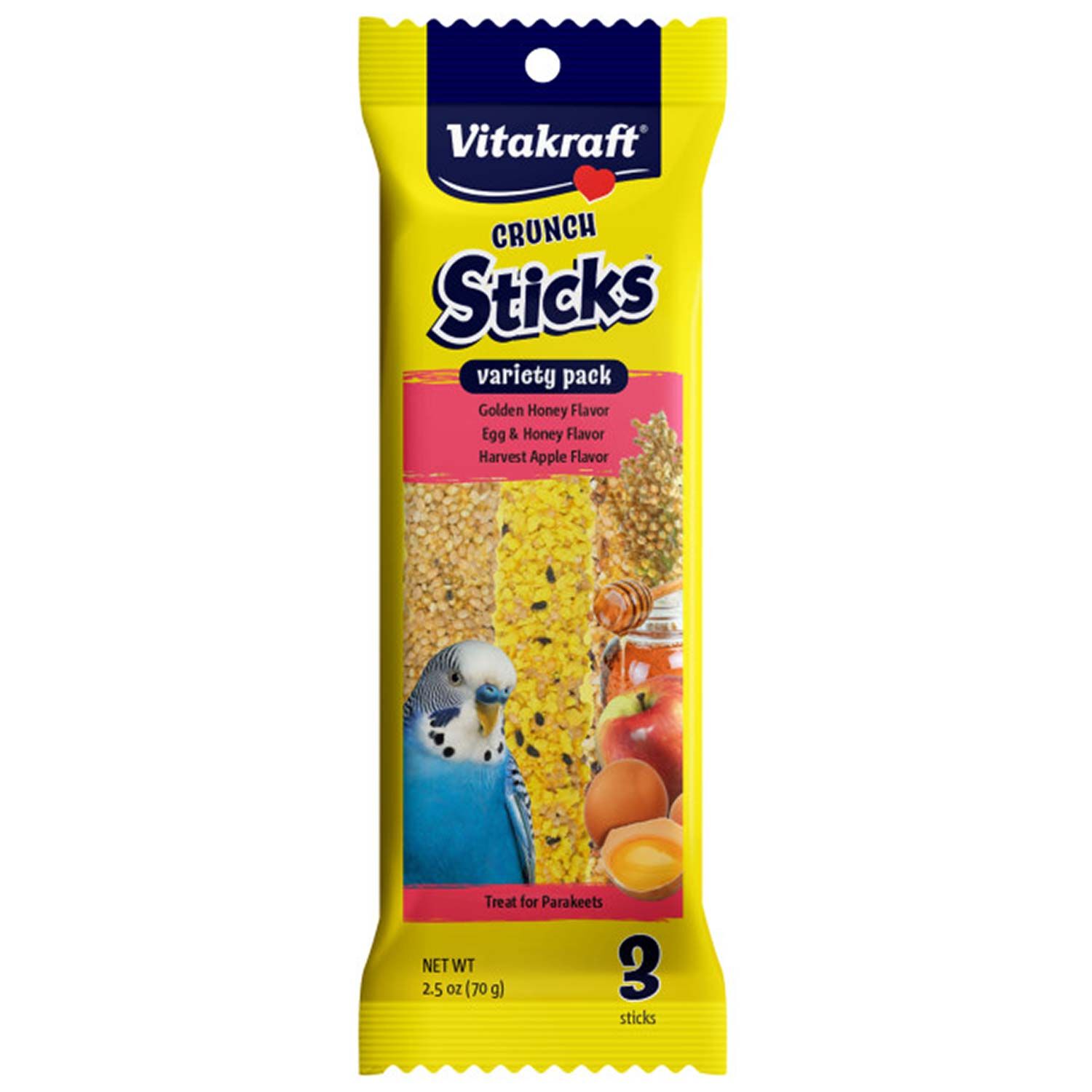 Vitakraft Crunch Sticks Variety Pack With Golden Honey, Egg & Honey, And Harvest Apple Bird Treat