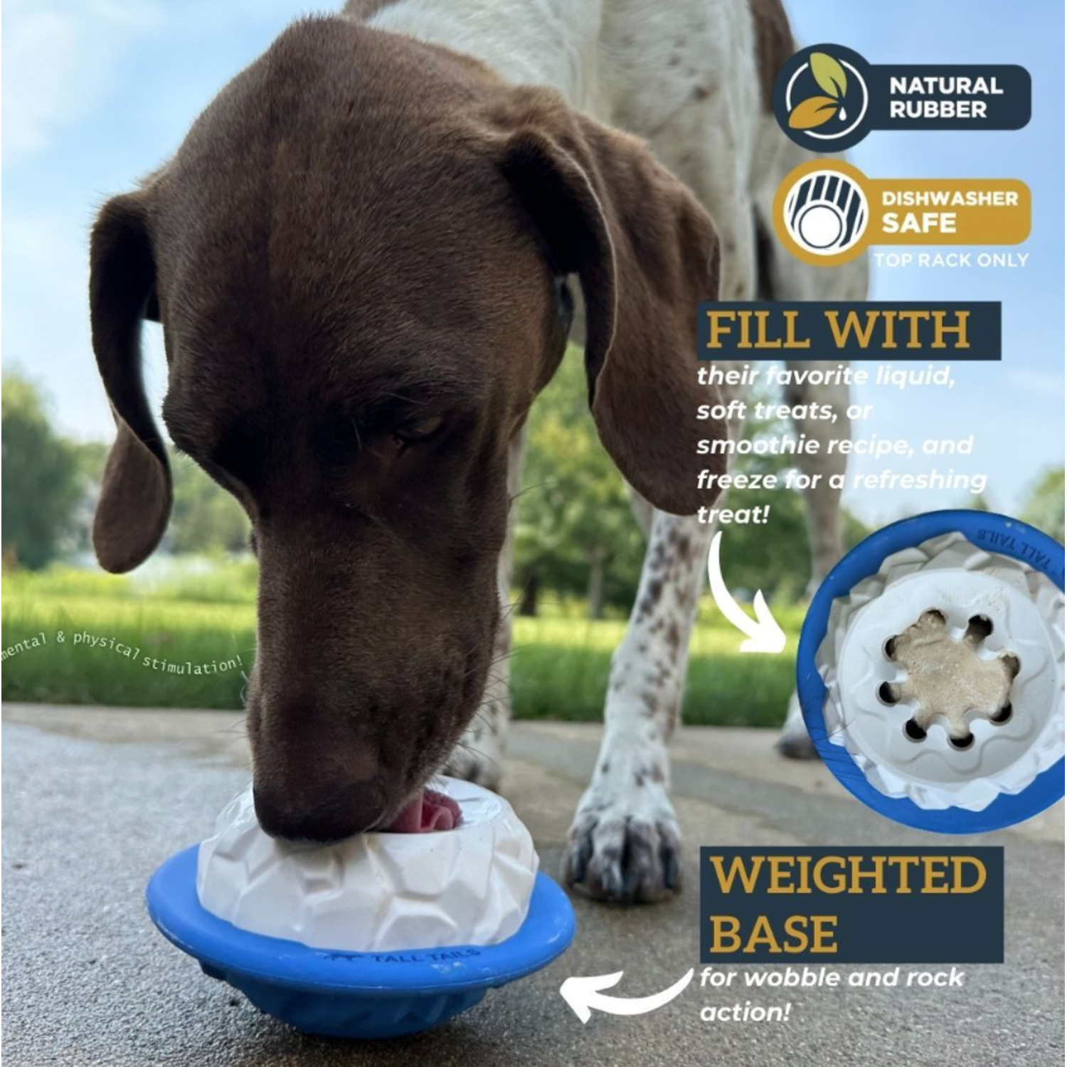 Tall Tails Natural Rubber Polar Freezable Interactive Treat Dispensing Dog Toy, 5"