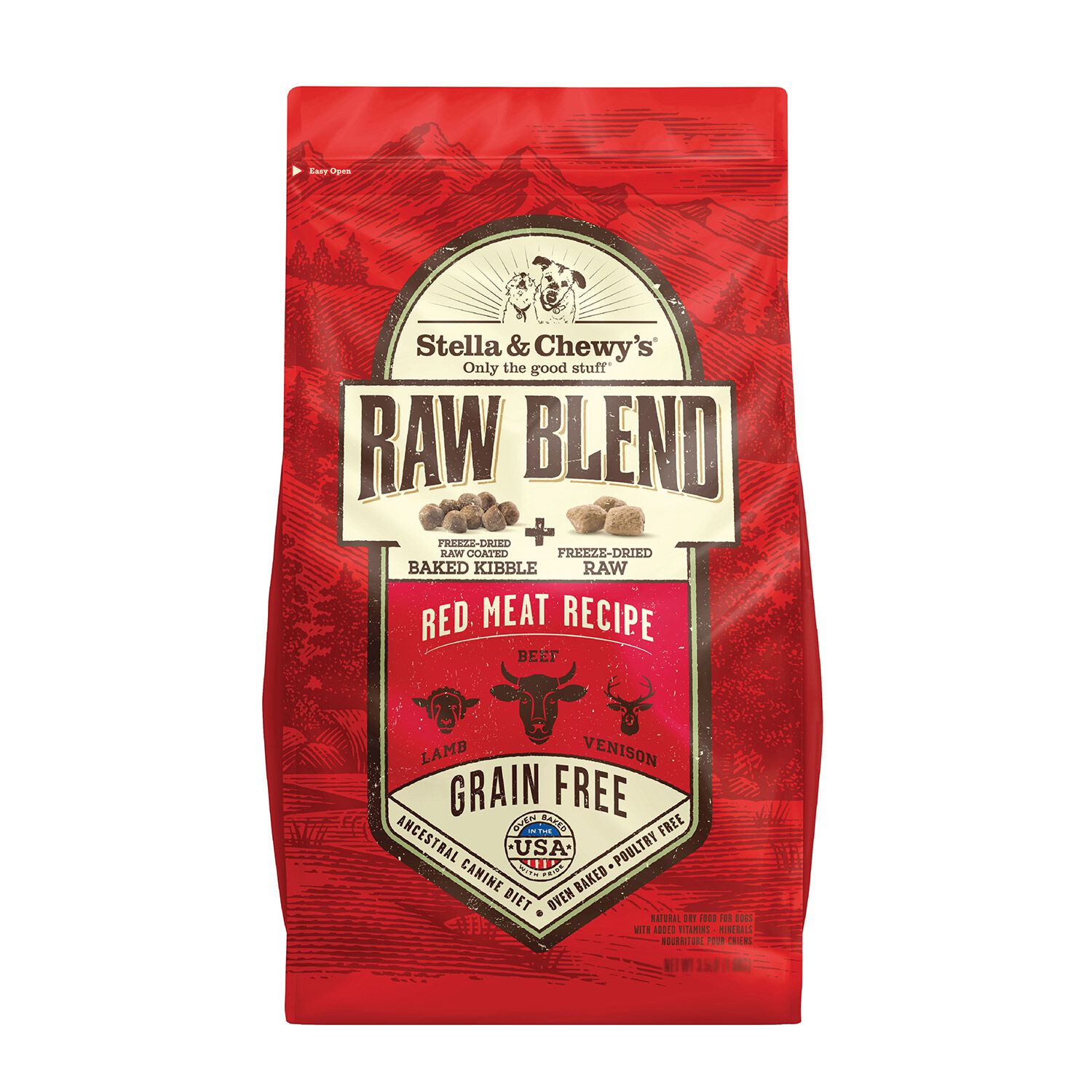 Stella & Chewy's Raw Blend Red Meat Recipe Freeze Dried Raw Coated Baked Kibble Dog Food, 22Lb