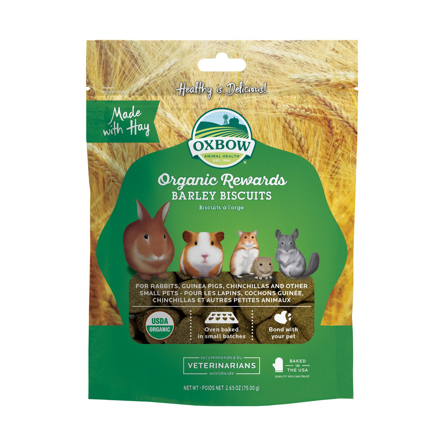 Oxbow Organic Barley Biscuits Small Animal Treat