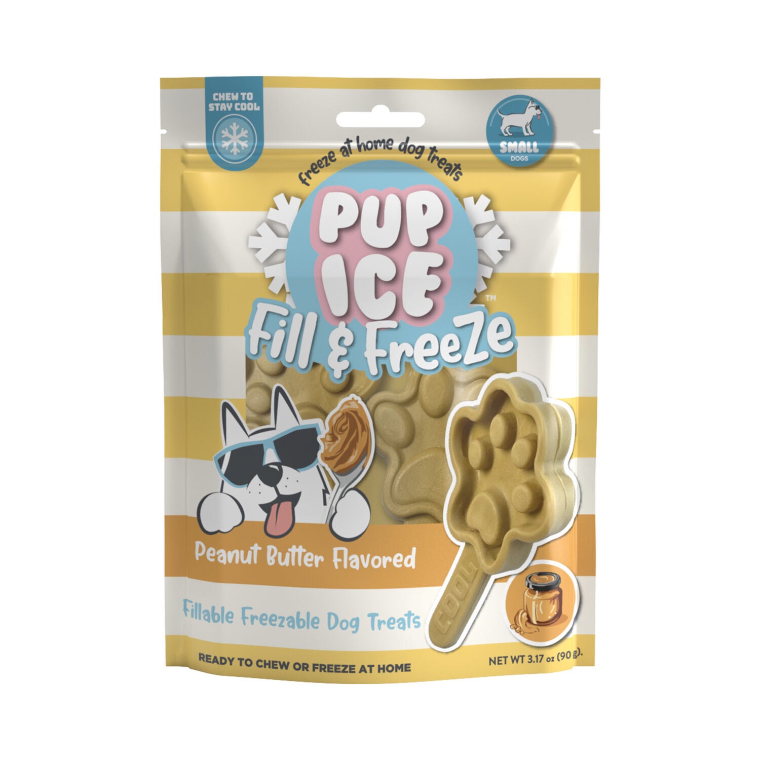 Pup Ice Fill & Freeze Freezer Ready Chews Dog Treats, 3 Pack - Peanut Butter