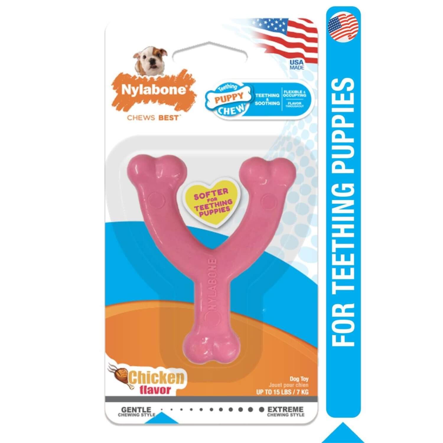 Nylabone Puppy Chew Petite Wishbone Dog Chew Toy - Pink