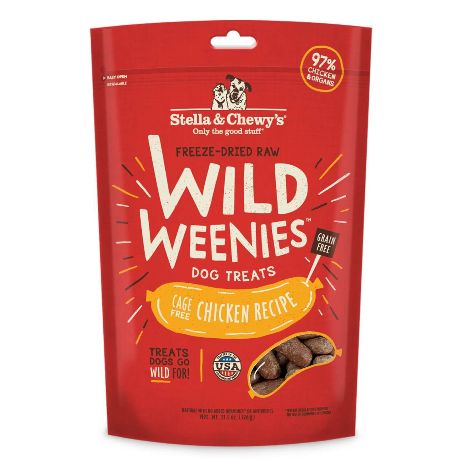 Stella & Chewy's Wild Weenies Freeze Dried Grain Free Dog Treats, Cage Free Chicken Recipe