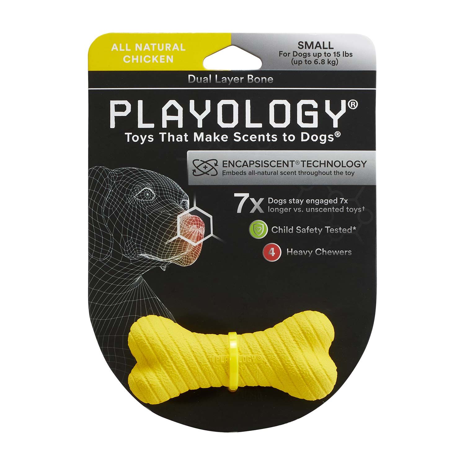 Playology All Natural Chicken Scented Dual Layer Bone Dog Toy