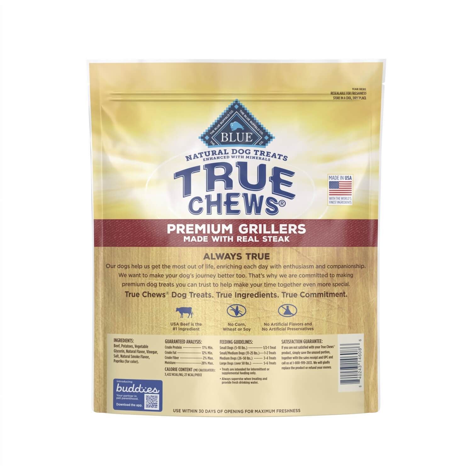 Blue Buffalo True Chews Premium Jerky Cuts Natural Dog Treats, Steak
