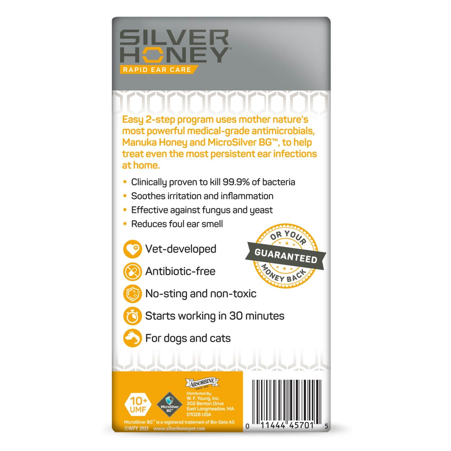 Silver Honey Rapid Ear Care Vet Strength Ear Treatment Rinse + Concentrated Doses For Dogs And Cats