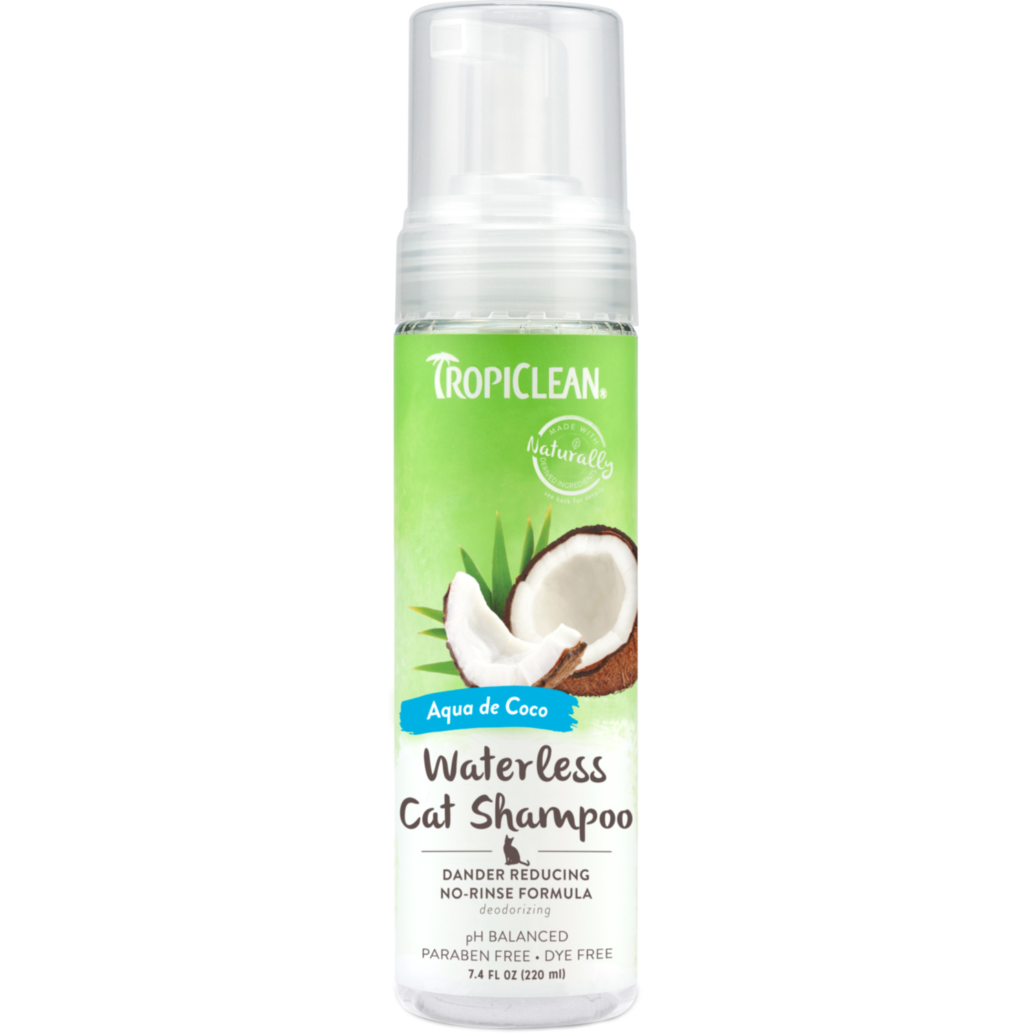Tropiclean Dander Reducing Waterless Cat Shampoo, 7.4Oz