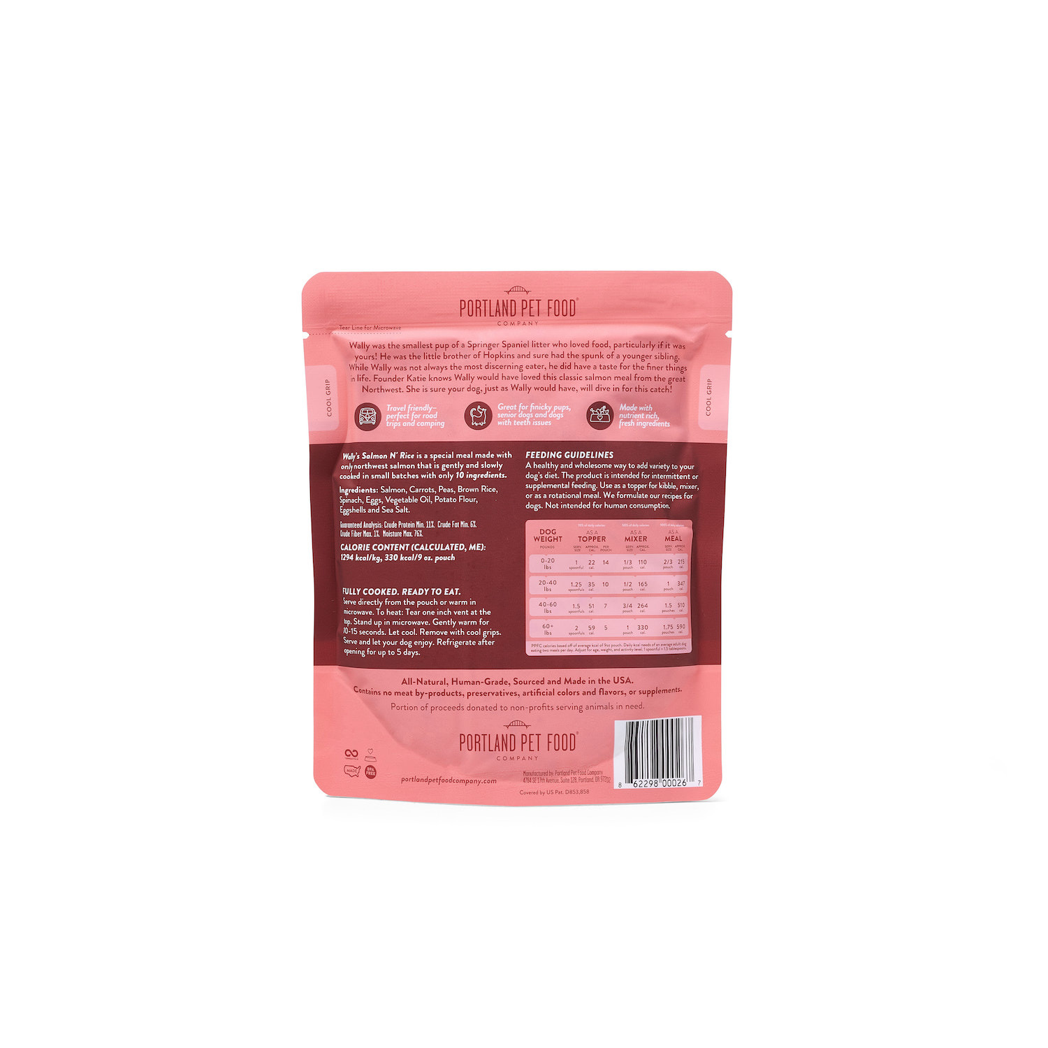 Portland Pet Food Company Wally's Salmon N' Rice Homestyle Gently Cooked Wet Dog Food