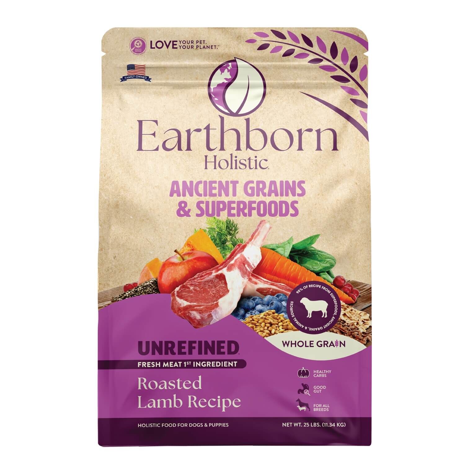 Earthborn Holistic Unrefined Roasted Lamb With Ancient Grains & Superfoods Dry Dog Food