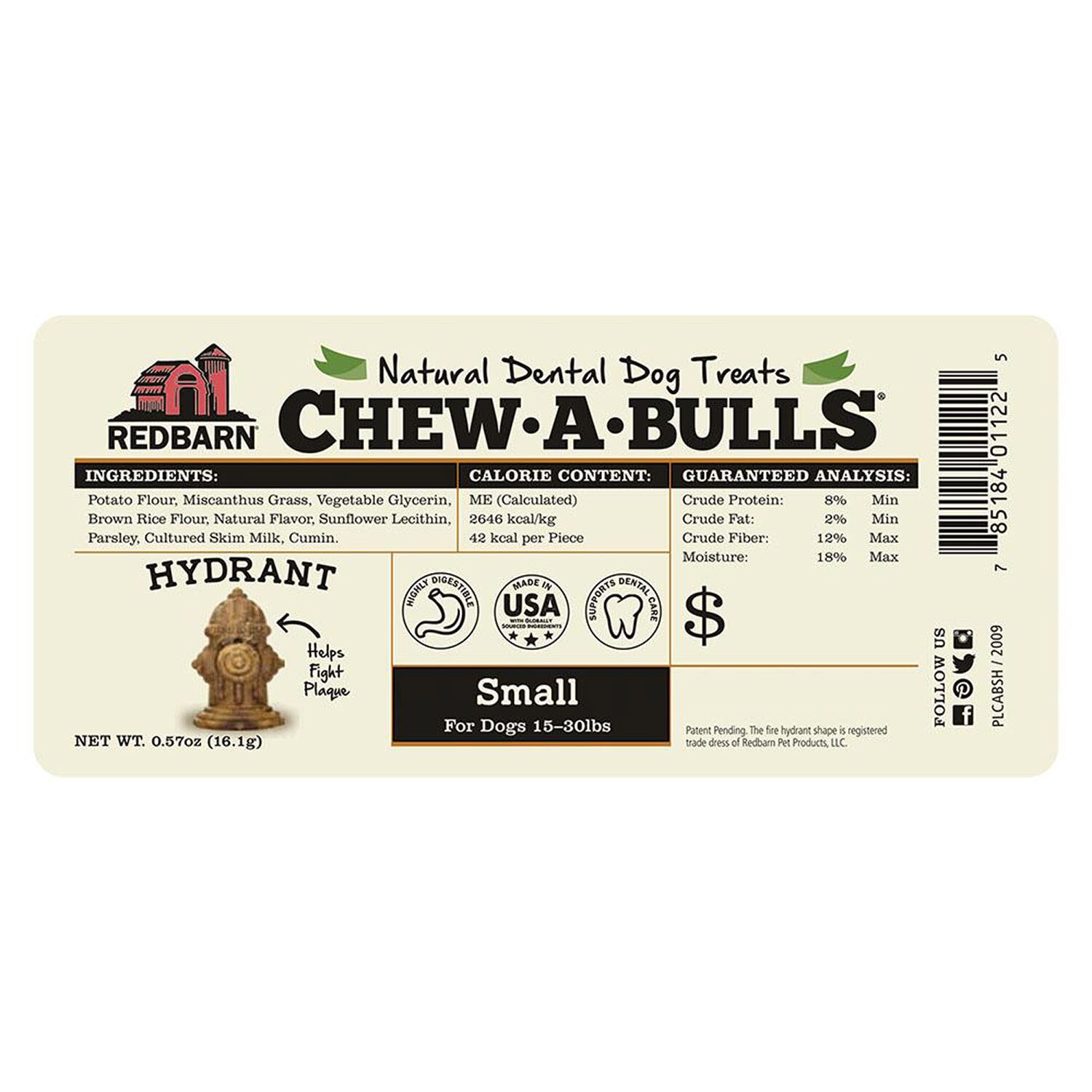 Redbarn Chew-A-Bulls Hydrant Dental Dog Treat, Medium