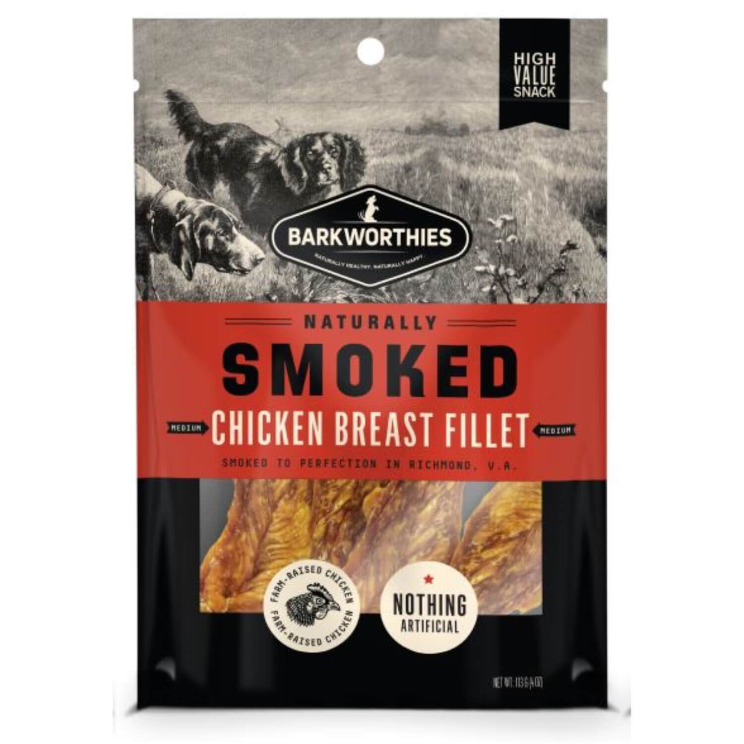 Barkworthies Smoked Chicken Fillet Natural Dog Treats, Medium, 4-Oz