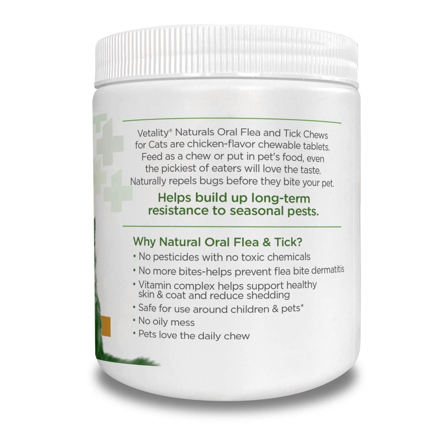 Vetality Naturals Oral Flea & Tick Repellent Chews For Cats, Chicken Flavor