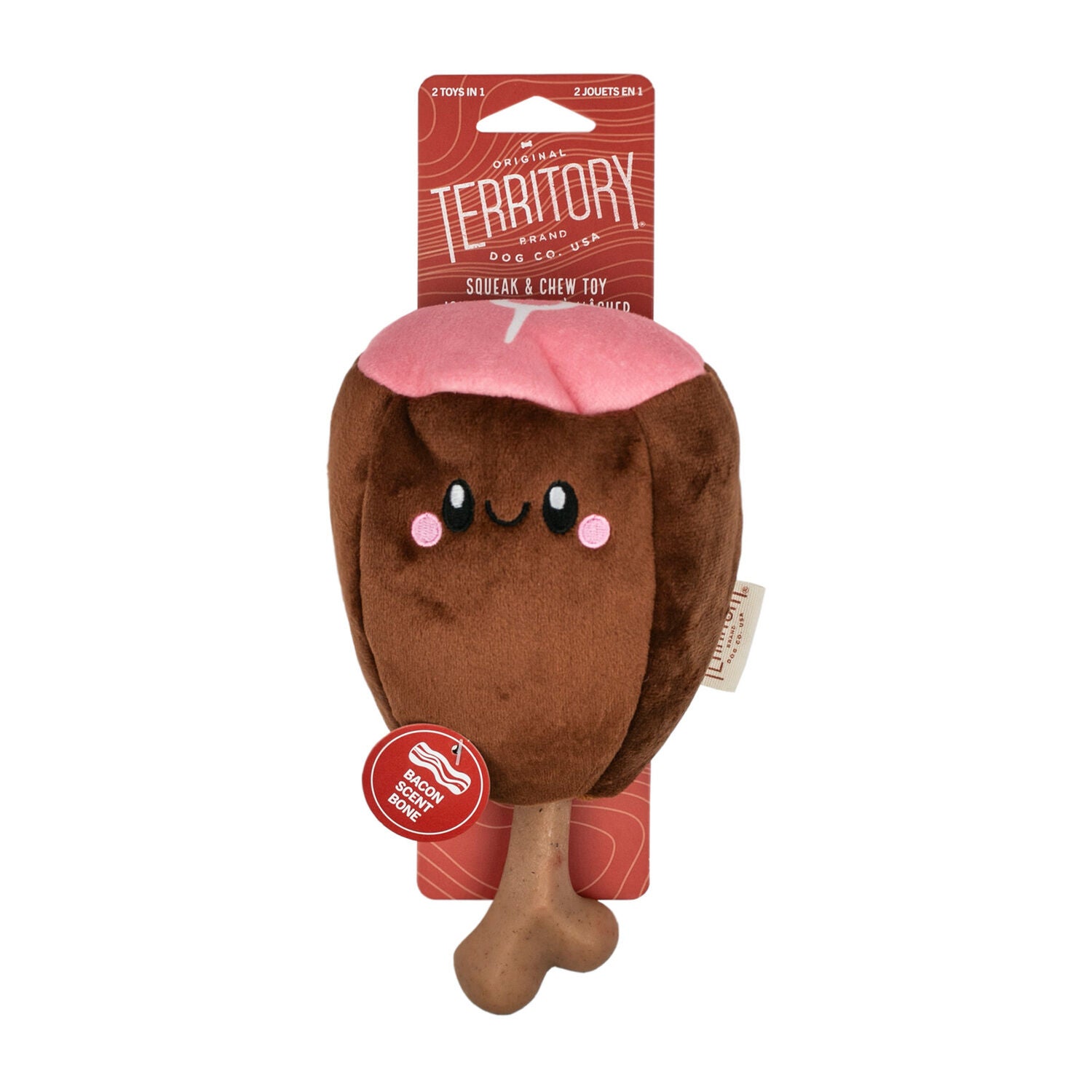 Territory Ham Bone 2-In-1 Squeak & Chew Scented Dog Toy, 8"